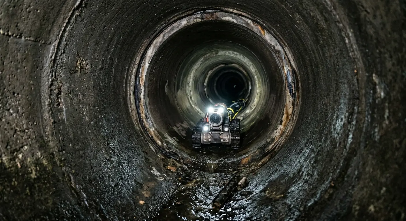 Robotic sewer camera inspecting pipe interior for Sewer Line Repair in Salisbury